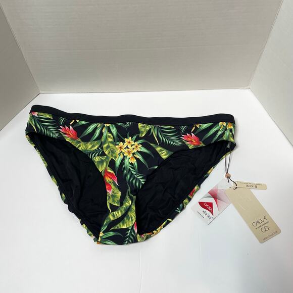CALIA by Carrie Underwood Island Leaf Wide Banded Printed Bikini Bottoms XL - Picture 1 of 5